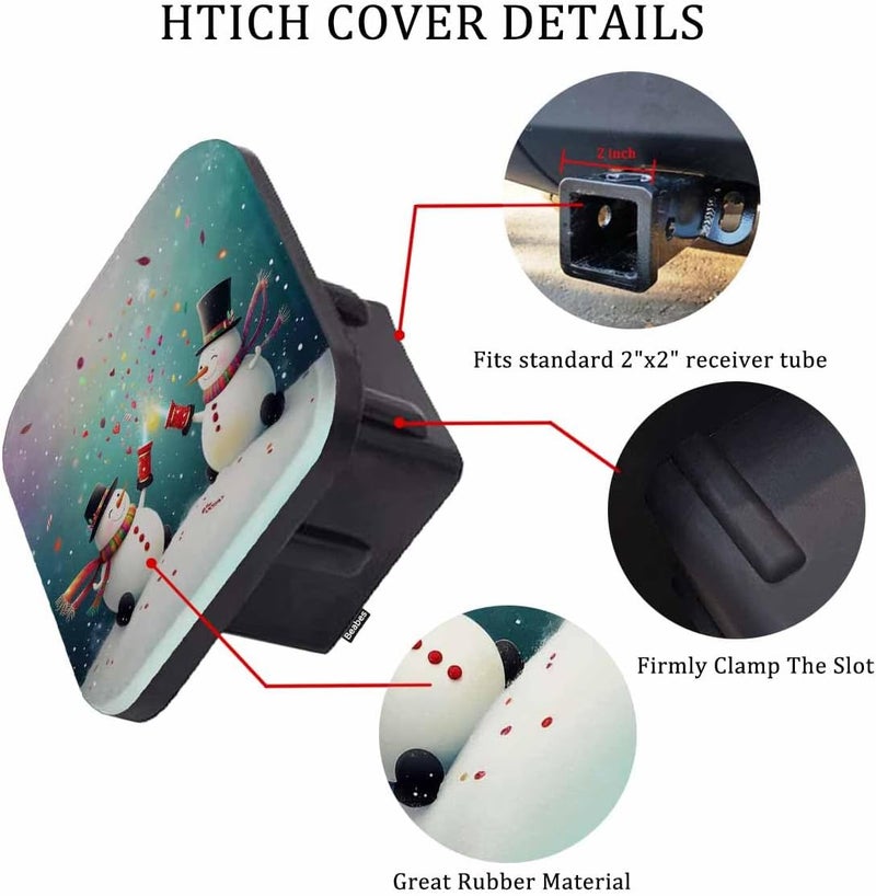 Beabes Snowman Trailer Hitch Plug Cover Funny Snowman Christmas Cracker Rubber Receiver Hitch Cover Protects Hitch Tube Tow Hitch Accessories for 2 Inch Receivers - Image 3